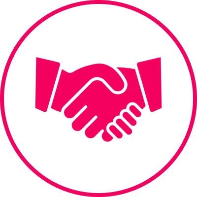 Icon of a handshake symbolizing agreement or partnership.